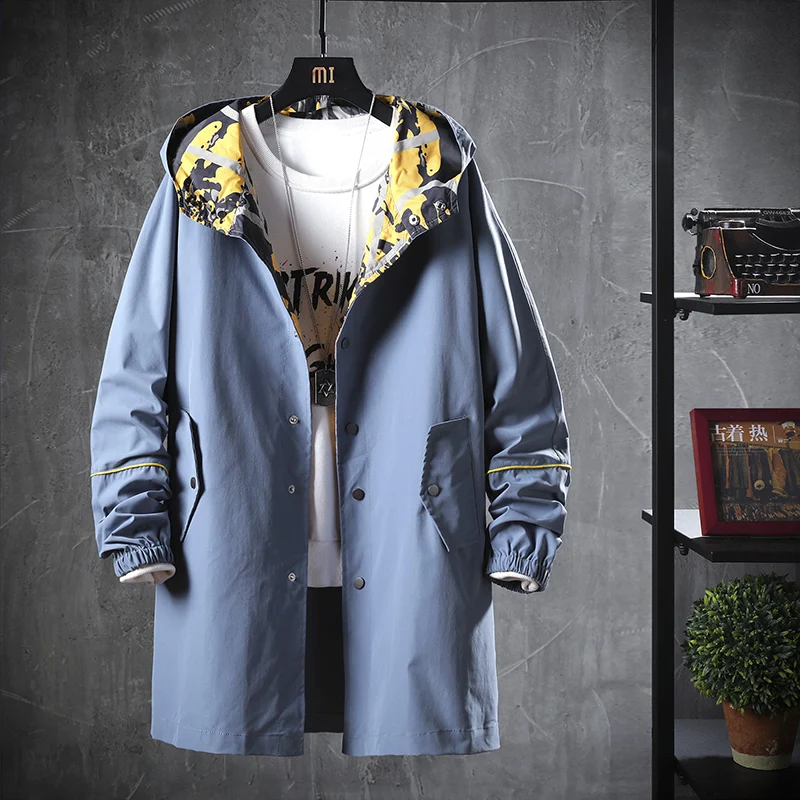 

Men's jacket Large Size Autumn Winter new fashion hooded long coat windbreaker men's loose jacket large size men's clothing