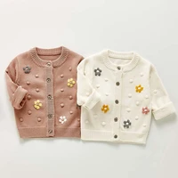 autumn baby girls knitted cardigan sweater coat infant girls long sleeve coat toddler girl cotton bubble hook flower clothes