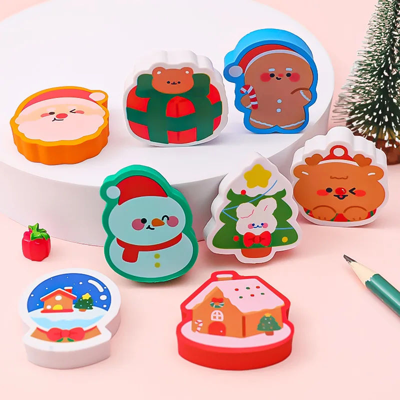 2 шт./упак. милый Рождественский медведь снежный ластик Мультяшные животные