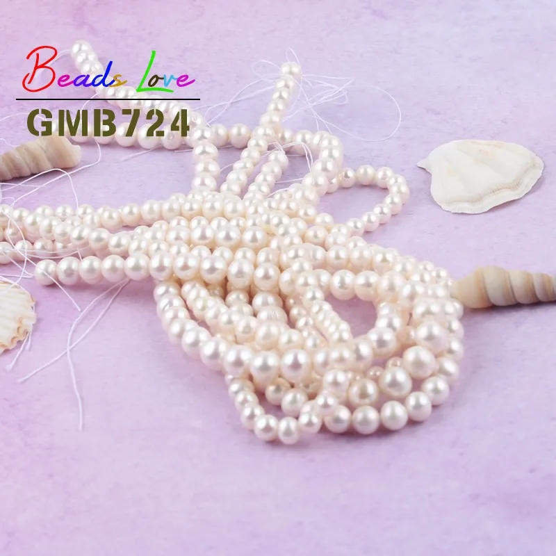 Круглые Бусины Из Натурального пресноводного белого жемчуга для изготовления