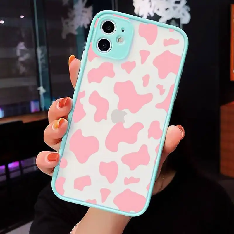 

cow skin print Phone Case Matte For iPhone 12 Mini 11 Pro XR XS Max 7 8 Plus X Hard PC Back Cover
