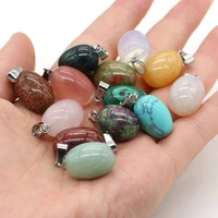 natural stone pendant small oval shape mix color exquisite charms for jewelry making diy bracelet necklace earring accessories