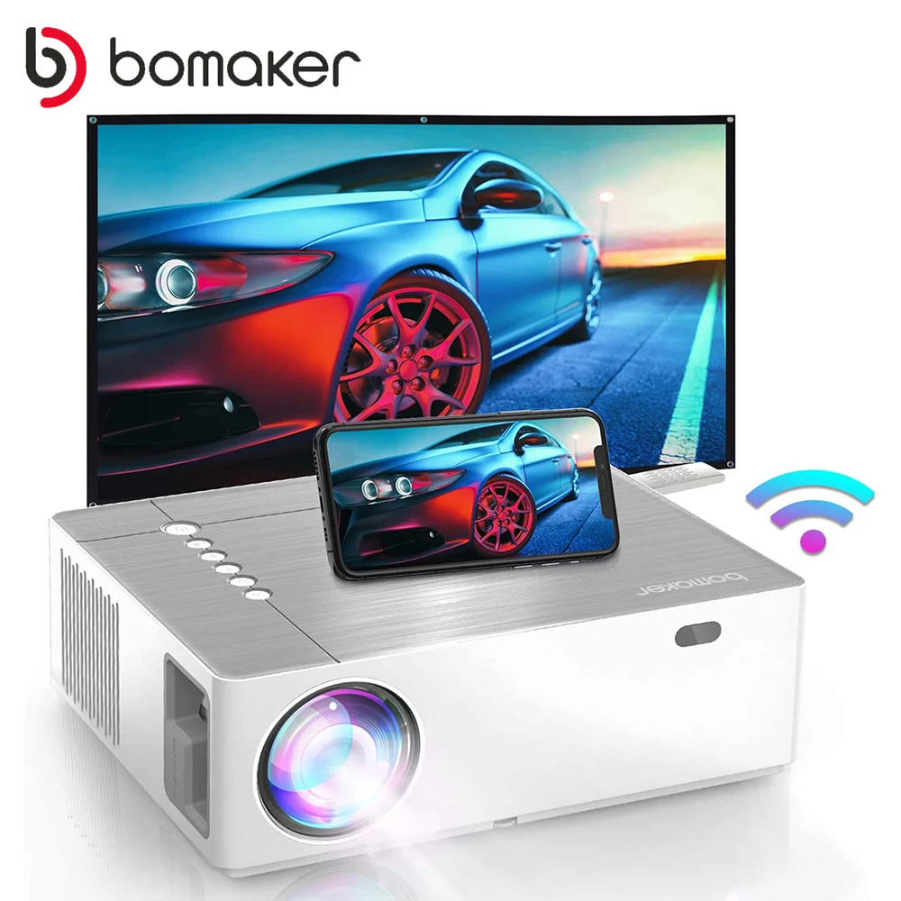 BOMAKER HD Mini Projector Native 1920 x 1080P LED Android WiFi Projector...