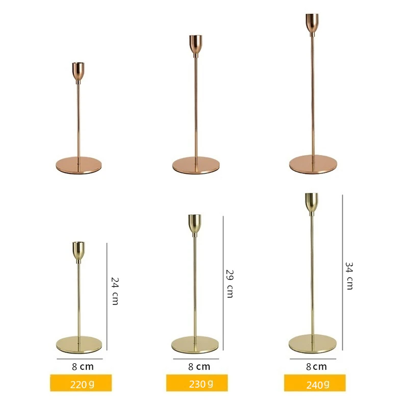 

1/3 Pcs/ Set European Metal Candle Holder Simple Golden Wedding Decoration Bar Party Living Room Decoration Home Decoration
