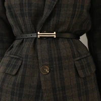 fashion leather thin belt for women metal buckle waist strap luxury designer female jeans dress trouser decorative waistband