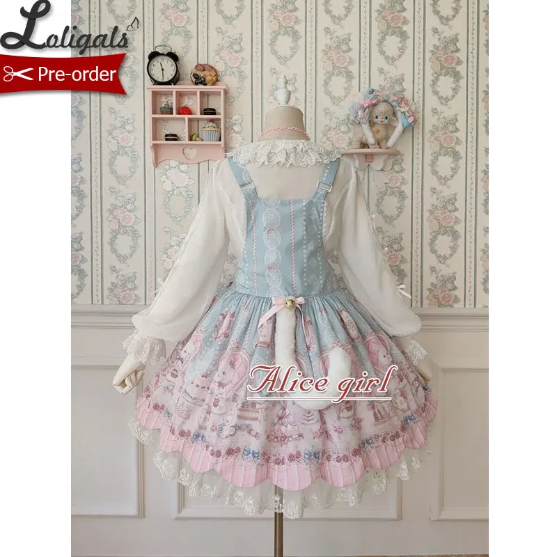 

Kitten's Tea Party ~ Sweet Printed Lolita Salopette Dress By Alic~ Pre-Order