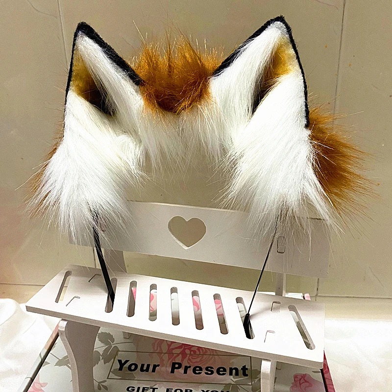 

New Hot Selling Hand Made Simulation Ear Halloween Party Props Role Play Animal Ear Fox Ears Christmas Gift