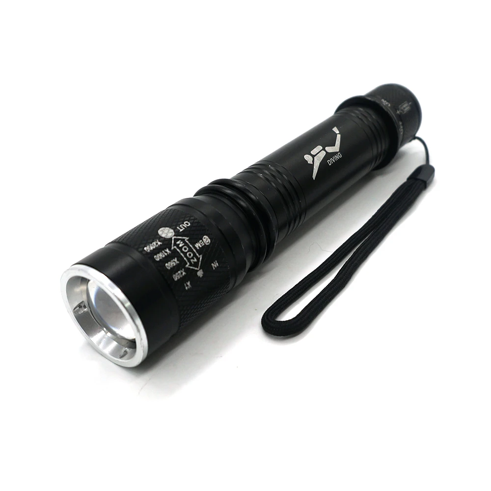 Aukelly Waterproof LED Diving Flashlight Underwater Zoomable Torch Lamp Portable rechargable scuba Light Use AAA/18650 Battery | Освещение