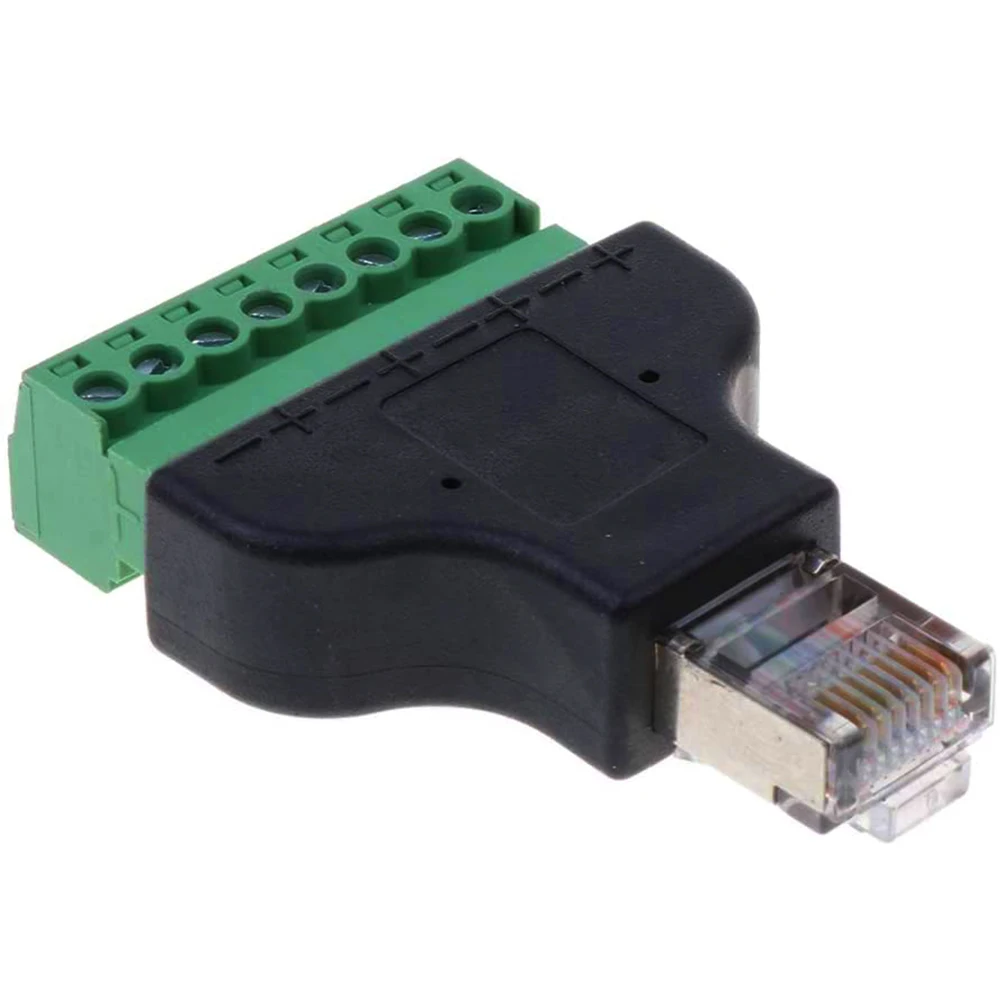 DC Connector RJ45 Ethernet Male to 8 Pin AV Terminal Screw Adapter Crystal Head Block Plug CCTV Accessory | Безопасность и защита