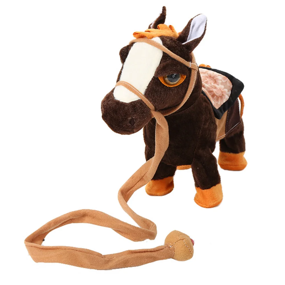 1 шт. электрическая лошадь плюшевая игрушка музыкальная танцевальная мягкая в