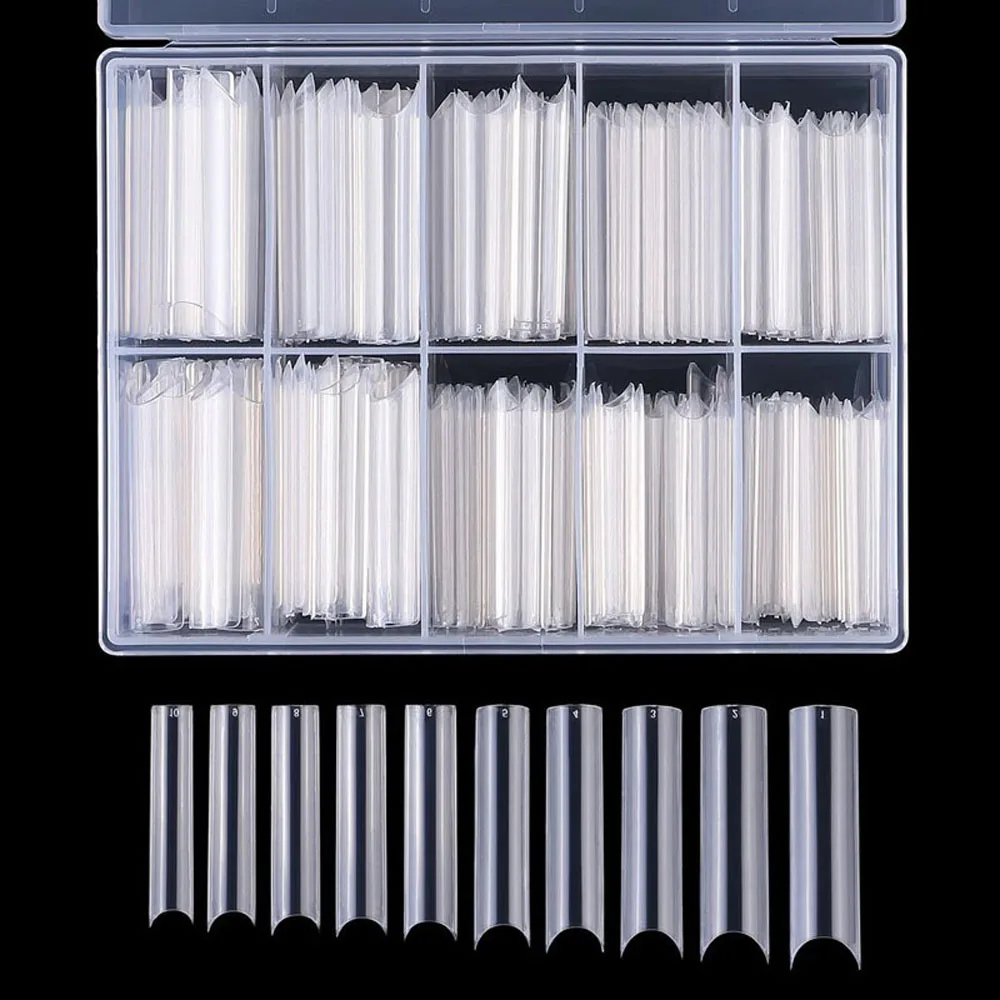 

200pcs/Box XXL C Curve Straight Nail Tips Extra Nature-Clear Long Salon Fake Nails Half Cover Artificial False Nails Tips DPE23