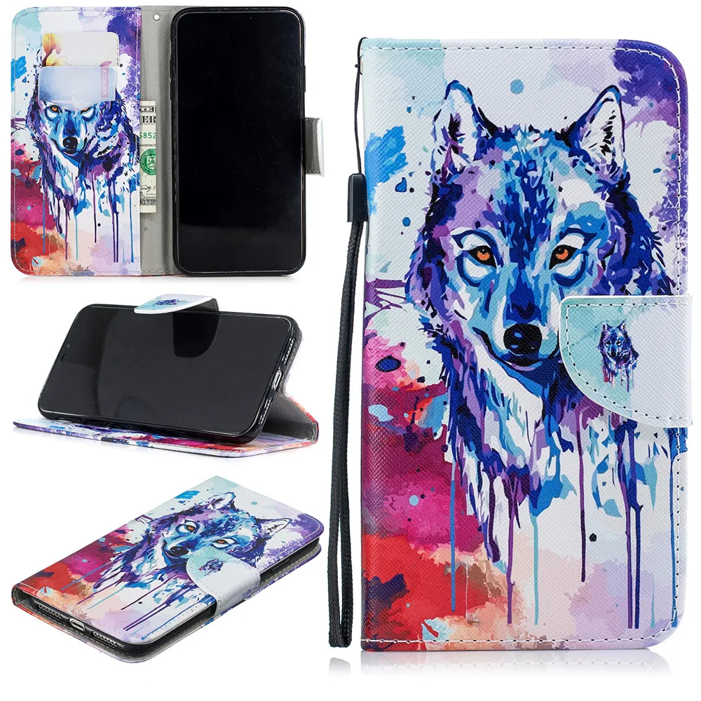 Стильный чехол для телефона с рисунком, чехол для iPhone 11 Pro X XS MAX XR 5 5S 6 6S 7 8 Plus, кожаный чехол-кошелек с ремешком