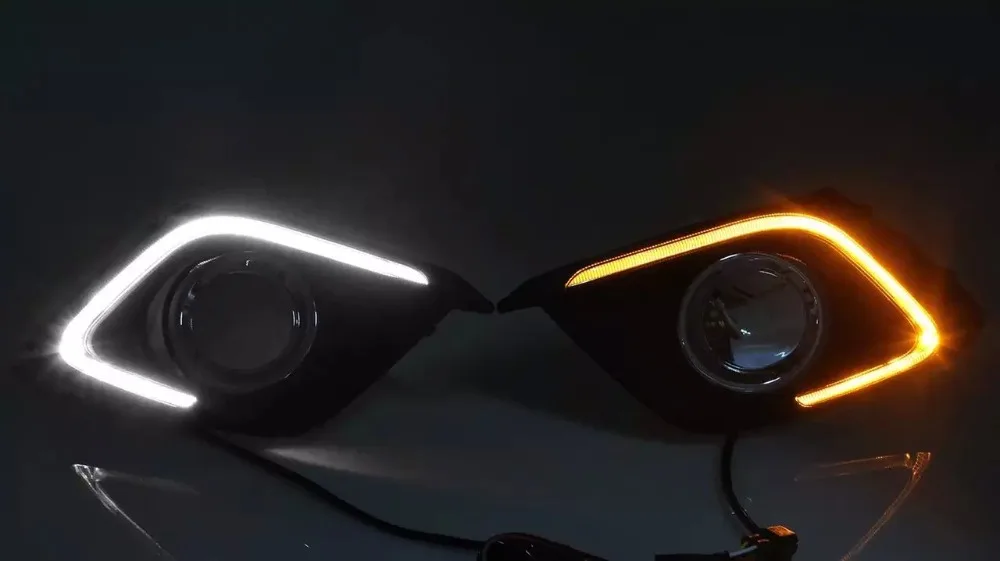 Автомобильный Стайлинг противотуманных фар для Mazda 3 Axela 12 В светодиодный DRL Дневной ходовой светильник дальнего света с затемнением и поворотным сигналом стиль реле