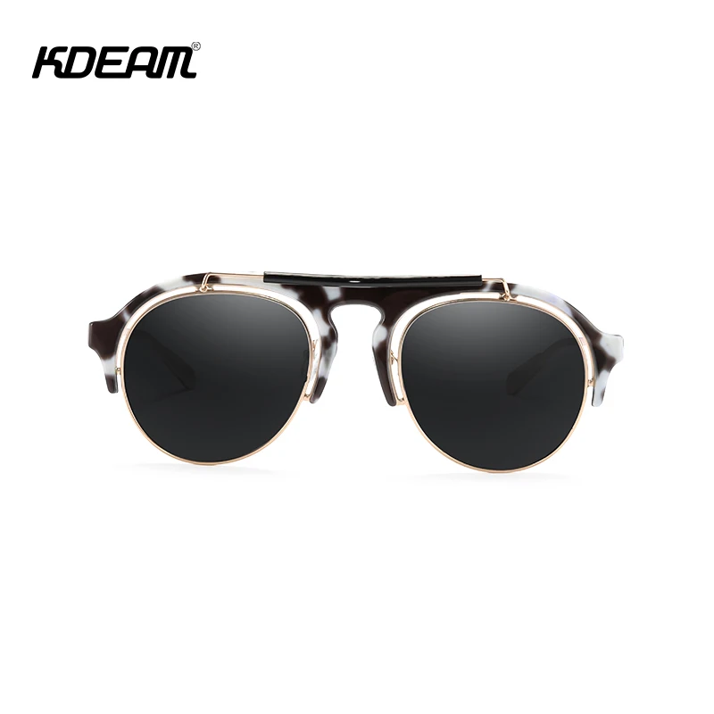 Женские винтажные солнцезащитные очки KDEAM зеркальные круглые в стиле ретро и
