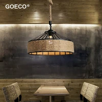 vintage hemp rope ceiling lamp industrial style chandeliers retro personality creative restaurant bar cafe home pendant lights