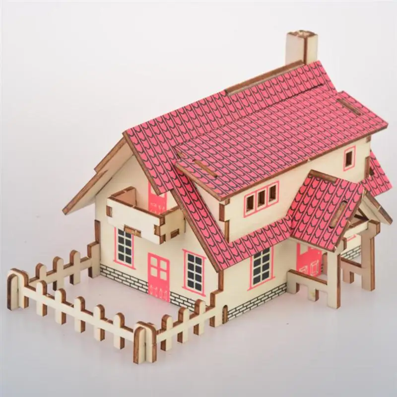 1 Набор 3D DIY Дом головоломка Деревенский Дом Забавный Развивающие деревянные строительные игрушки для детей Рождественский подарок