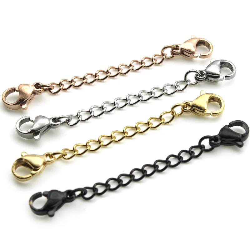 

10pcs/Lot Stainless Steel Lobster Clasps Extended Chains For Necklace Bracelet Extension Chain Jewelry Making Supplies Findings