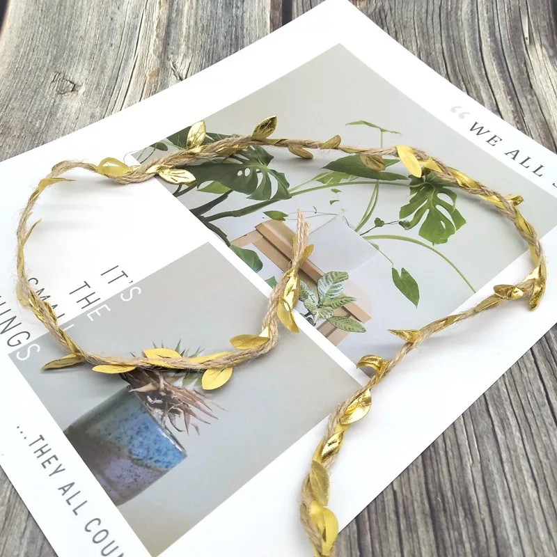 Имитация зеленых листьев плетеная пеньковая веревка сделай сам свадебное