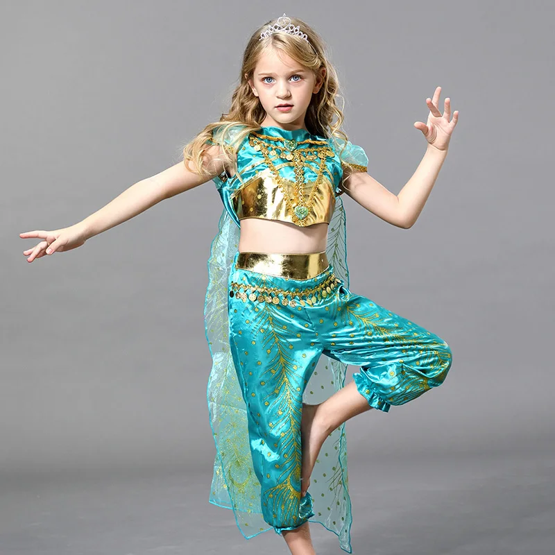 Костюм принцессы жасмина на Хэллоуин танцевальное платье Детская одежда для
