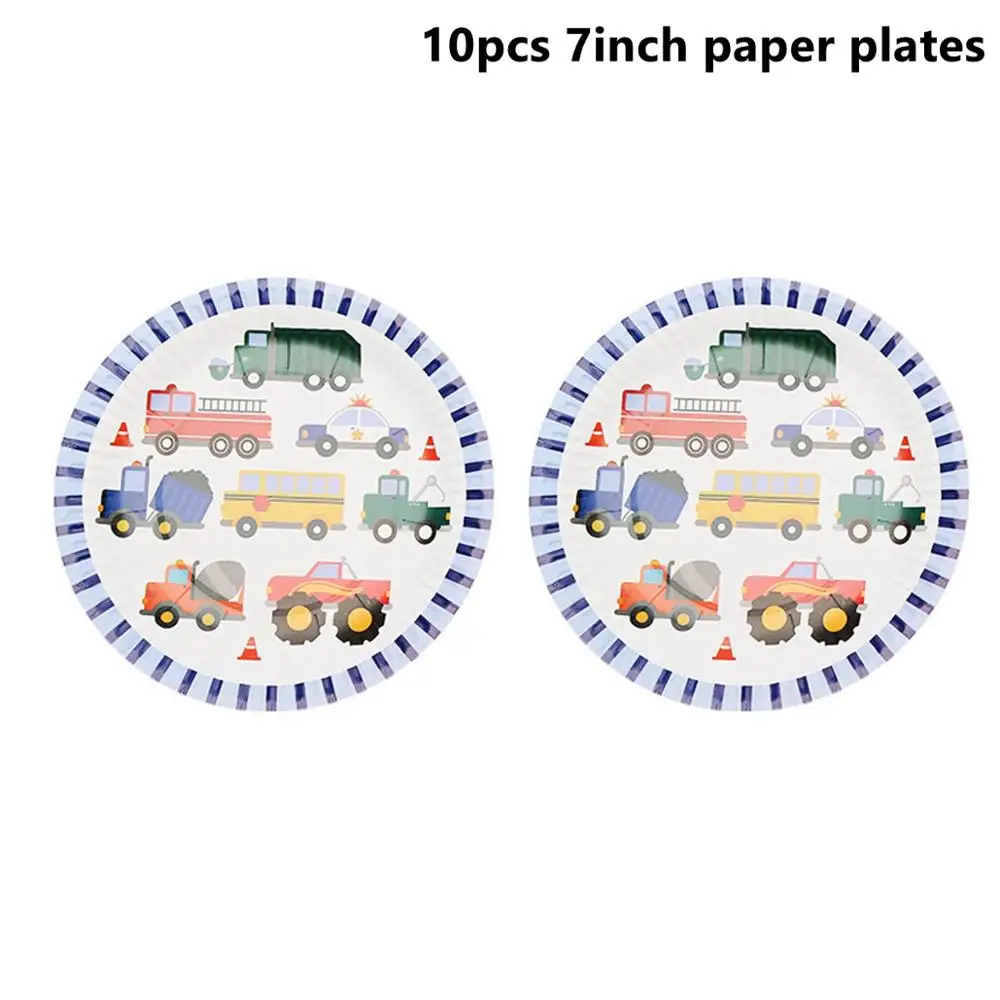 Birthday Plates Taoup счастливый детский день рождения грузовик шары конфетти баллоны аксессуары автомобильные воздушные шары латексные воздушные вечерние украшения для мальчиков сувениры - Цвет: Birthday Plates