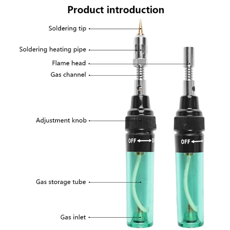 

T100 Pen Type Gas Soldering Iron Kit Temperature Adjustable Self-igniting Cordless Butane Soldering Iron Kit C7AC