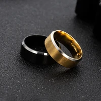 2021 fashion 8mm wide frosted simple style mens stainless steel wedding ring accessories