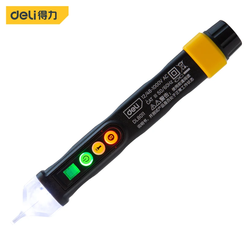 

Deli DL8011 Non-Contact Test Pencil Electrician Tools Measuring Range 12/48V-1000V Inductive Breakpoint Test Buzzer Prompt