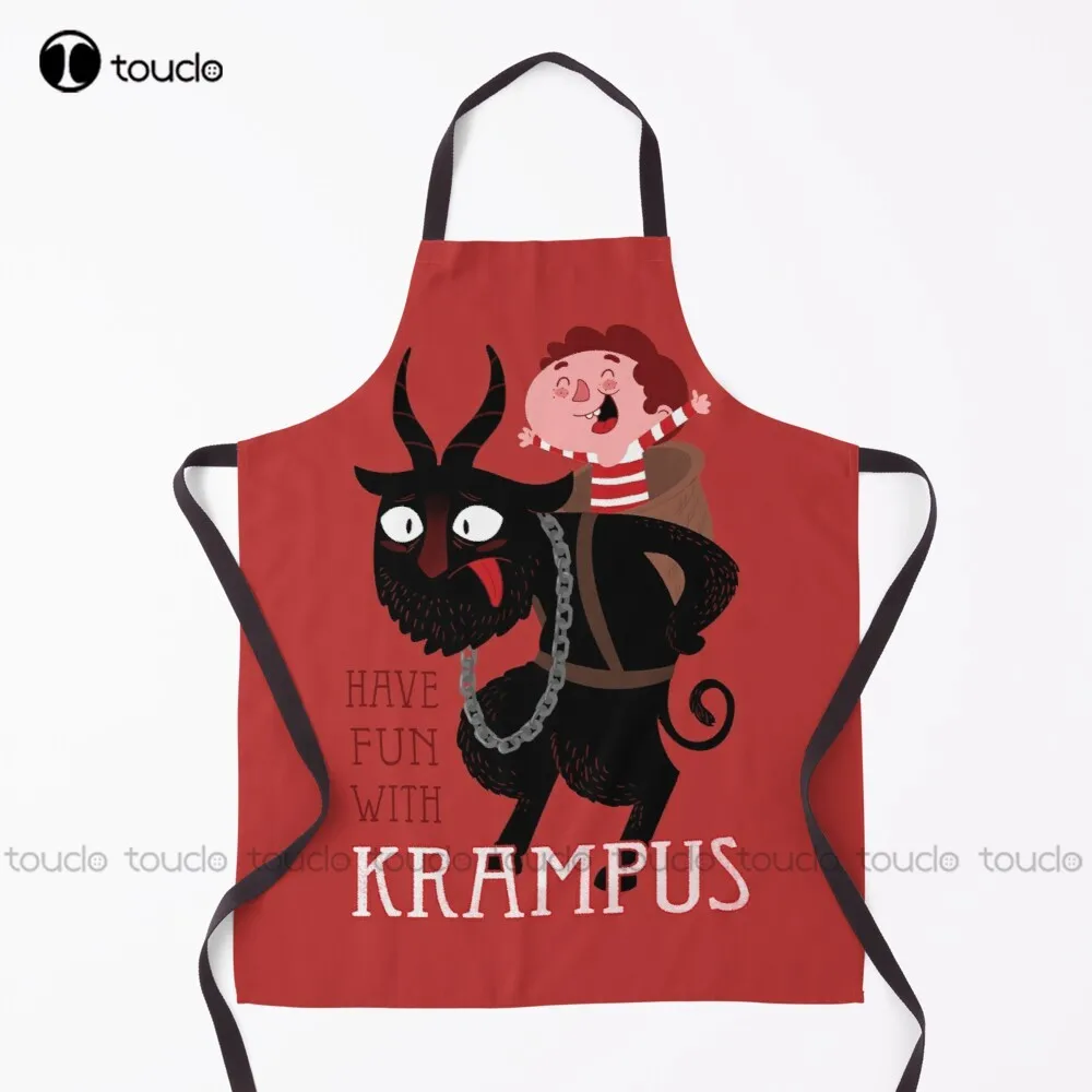

New Have Fun With Krampus Apron Garden Kitchen Household Cleaning Personalized Custom Apron For Women Men Unisex Adult