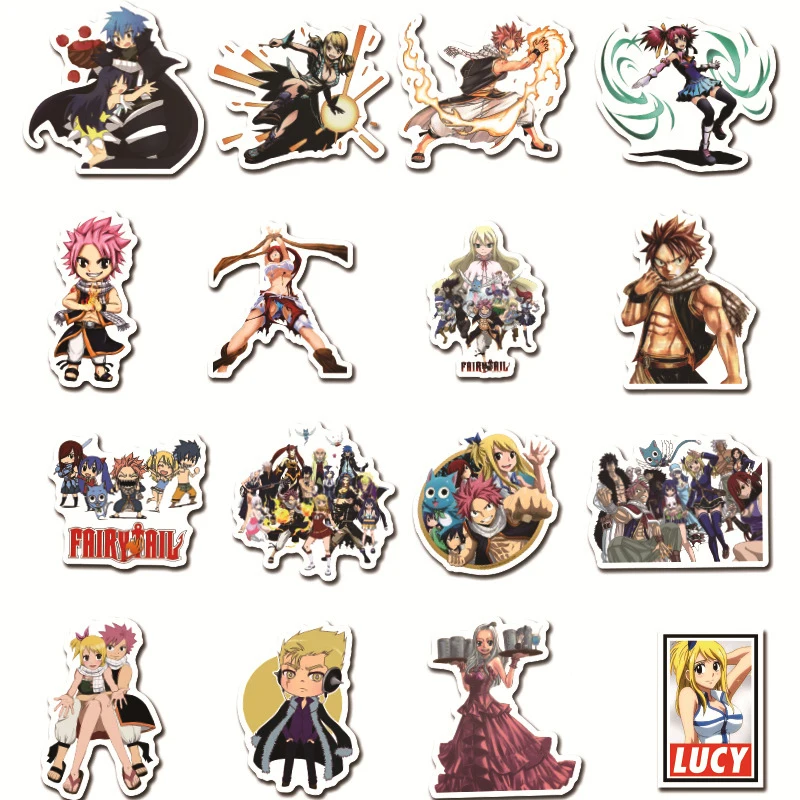 Caja de regalo DIY para casco de coche y refrigerador, pegatinas japonesas de Anime de FAIRY TAIL para bicicleta, guitarra, cuaderno, maletero de Skate, 10/30/50 unids/paquete-3