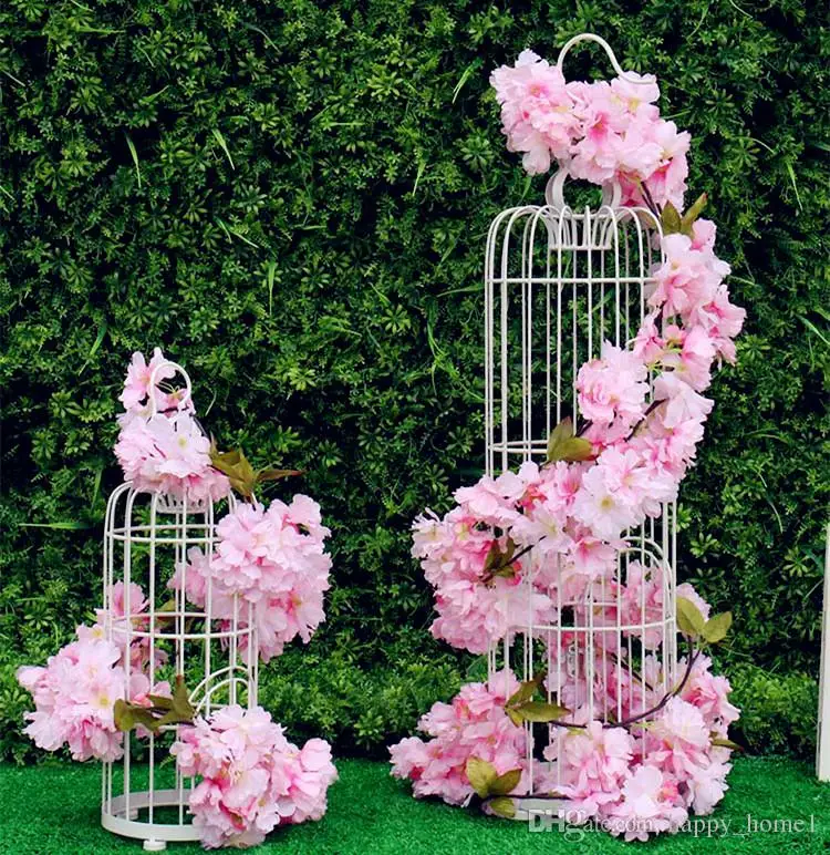 

46" Artificial Cherry Blossom Hanging Vine Silk Flowers Garland Fake Plants Leaf For Home Wedding Decor