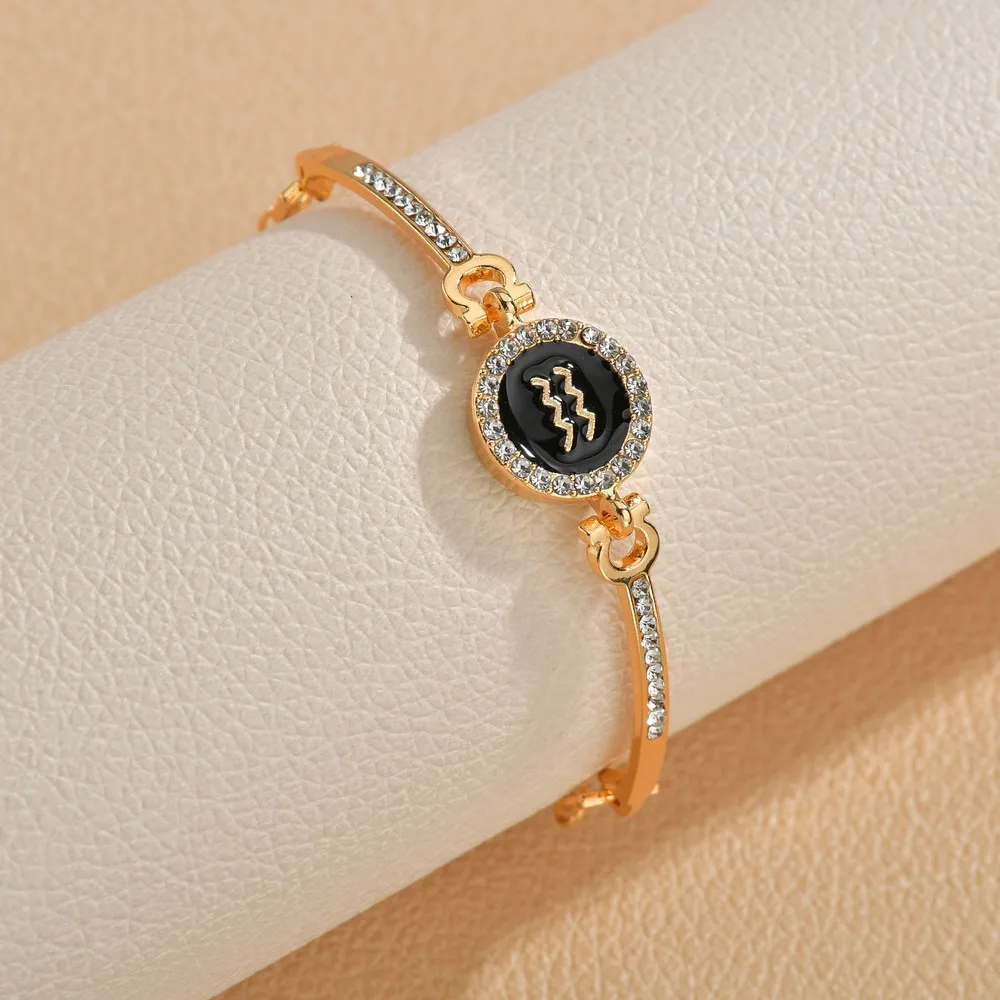 

New fashion dripping oil charm ladies bracelet golden rhinestone bracelet couple gift jewelry wholesale