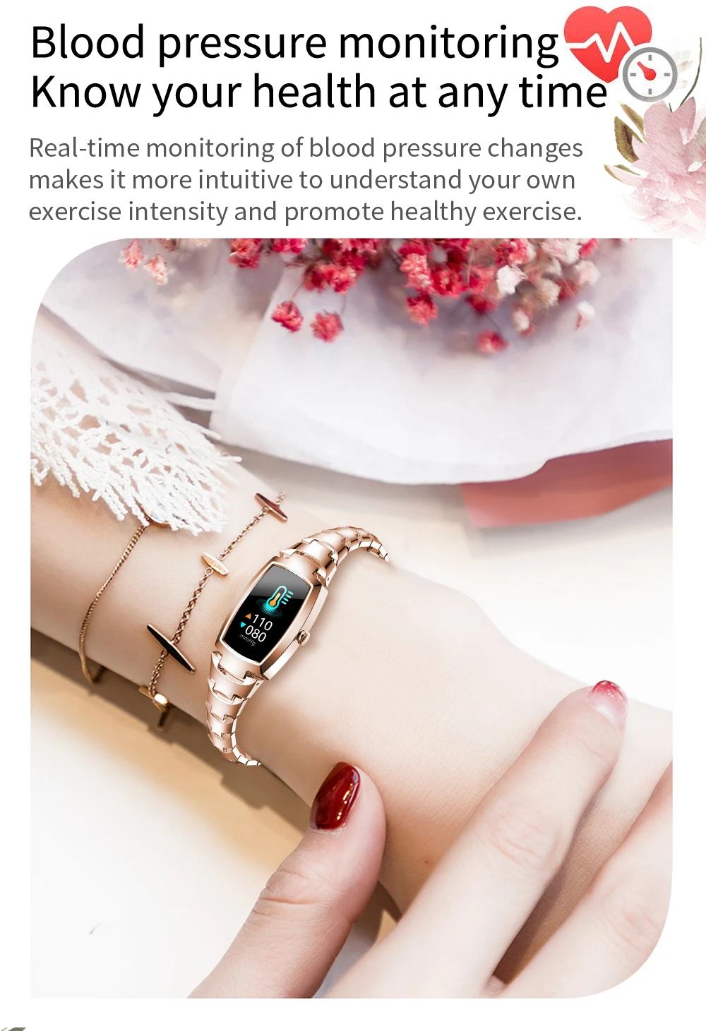 

H8pro Fashion Smart Watch Women Lovely Women's Watches Heart Rate Monitoring Call Reminder Bluetooth For IOS Android 2021 Gift