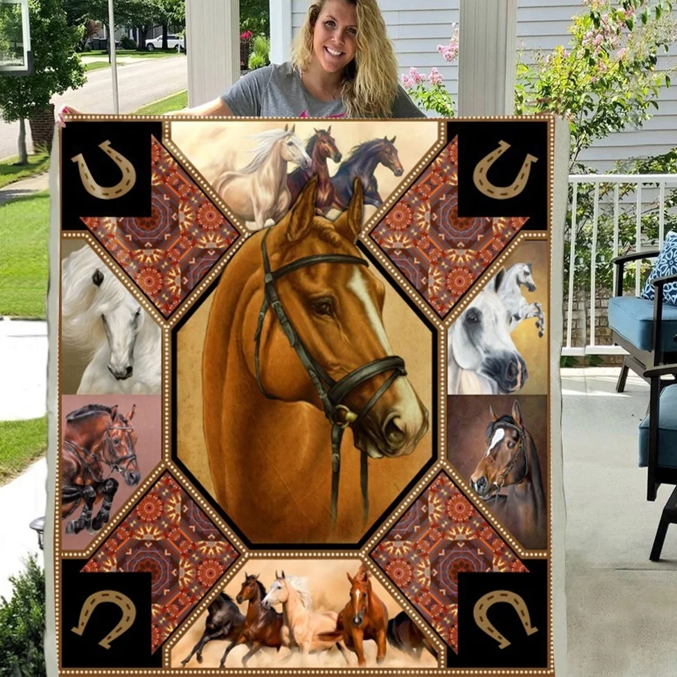 

Horse 3D Painting Soft Throw Plush Sherpa Fleece Blanket