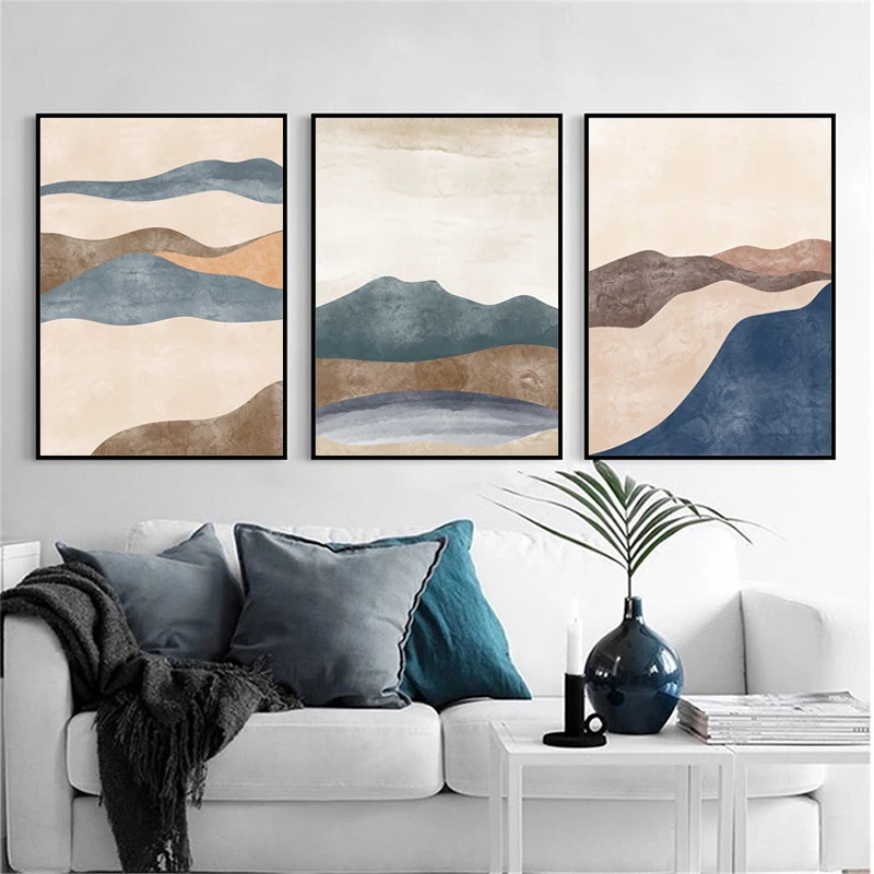 

Nordic Abstract Landscape Mountain Canvas Painting Poster Modern Wall Art Picture for Living Room Home Decoracion