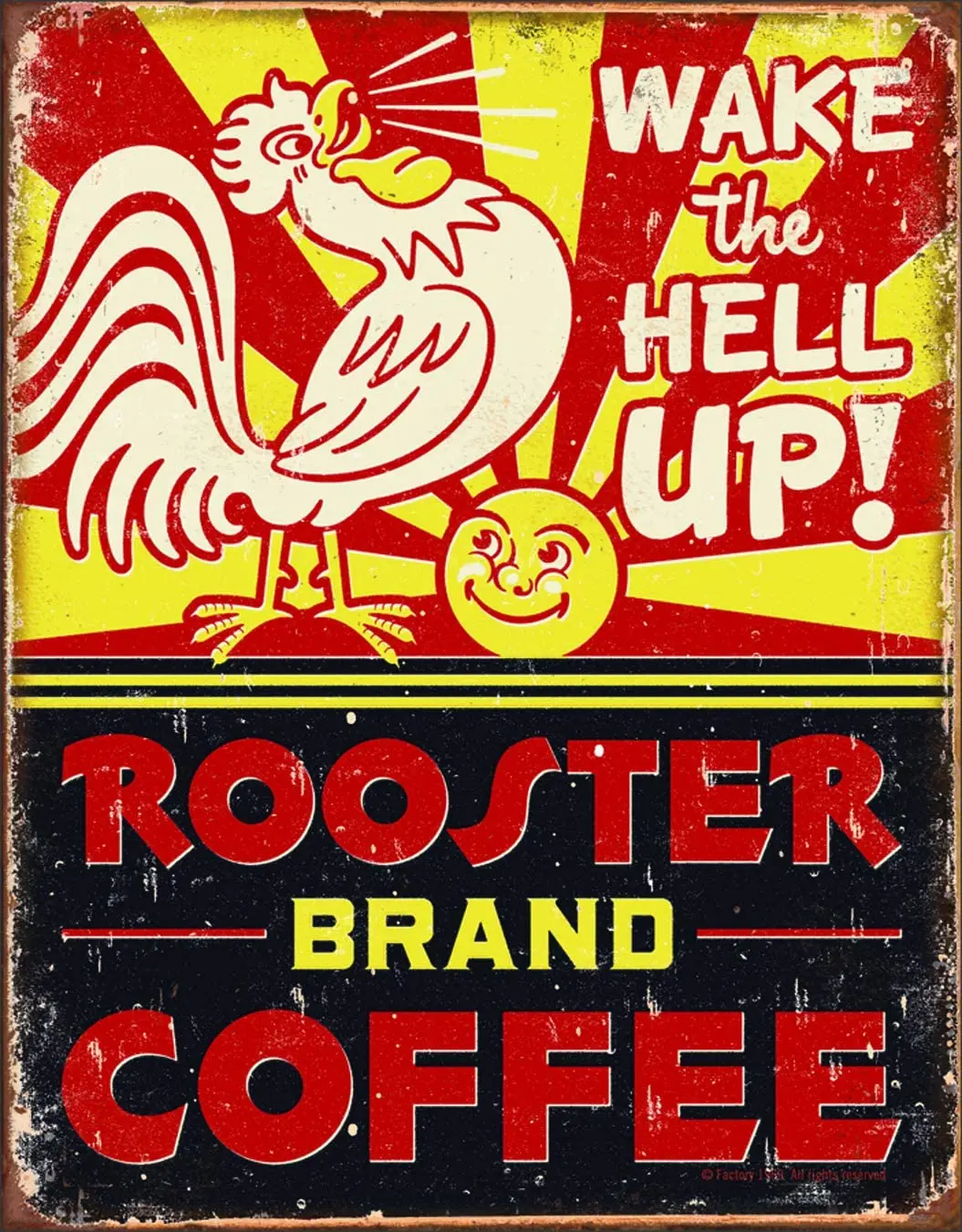 

Desperate Enterprises Rooster Brand Coffee Tin Sign, 12.5" W x 8" H