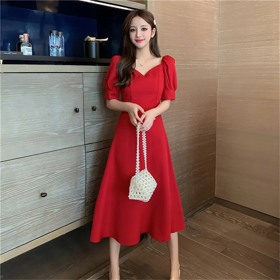 

Summer Sexy V-Neck Short Sleeve Dress Women Vintage Slim A-line Beach Female Dress Casual Holiday Party Dresses Vestidos