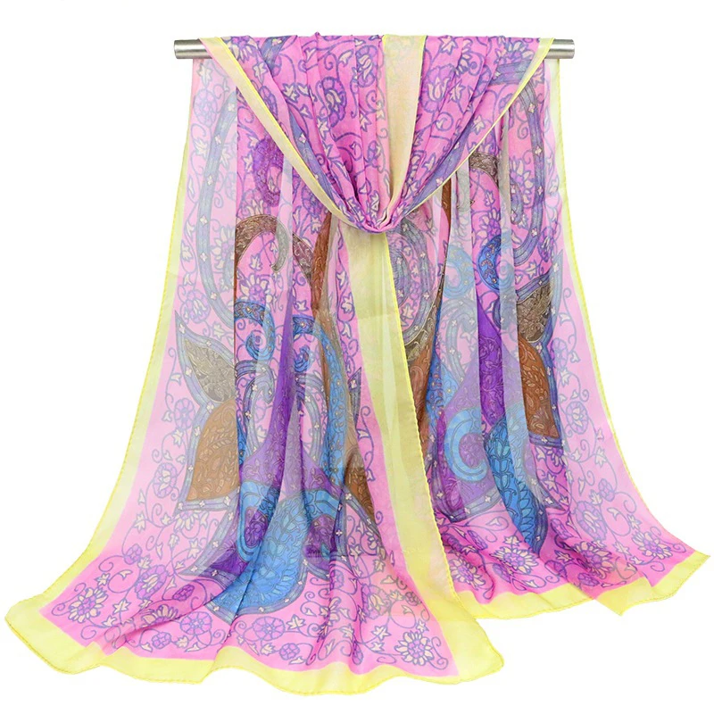 Новый шифоновый шарф женский весна или осень зима лето с принтом персональный
