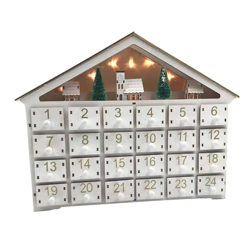 

Рождественский календарь для хранения, календарь с подсветкой и 24 ящиками, Светодиодные Праздничные украшения, безопасный и красивый, заме...