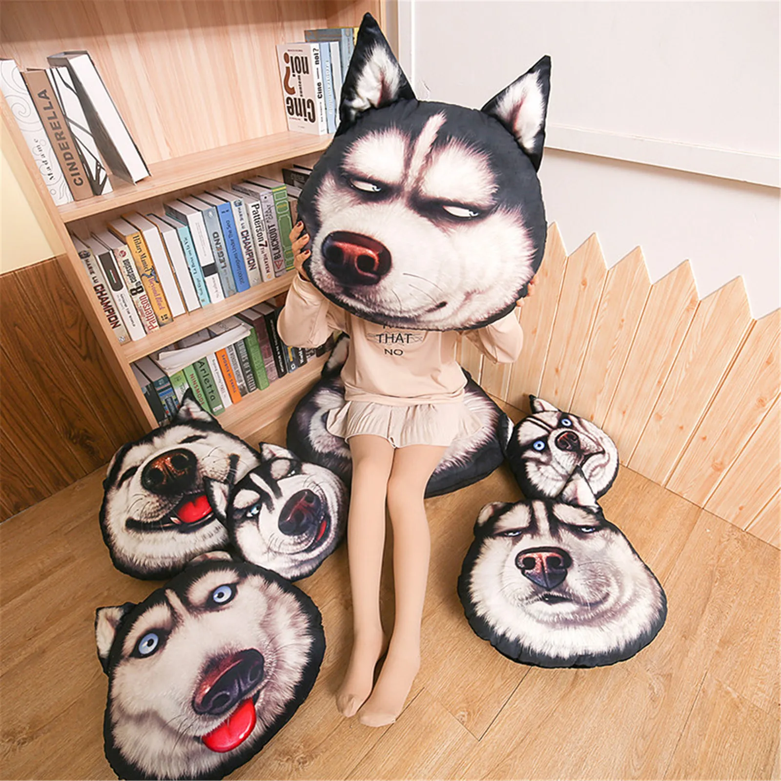 

Dog plush toy pillow creative funny 3d husky plush pillow sofa cushion plush toy car dog head cushion doll pillow подђка Q6