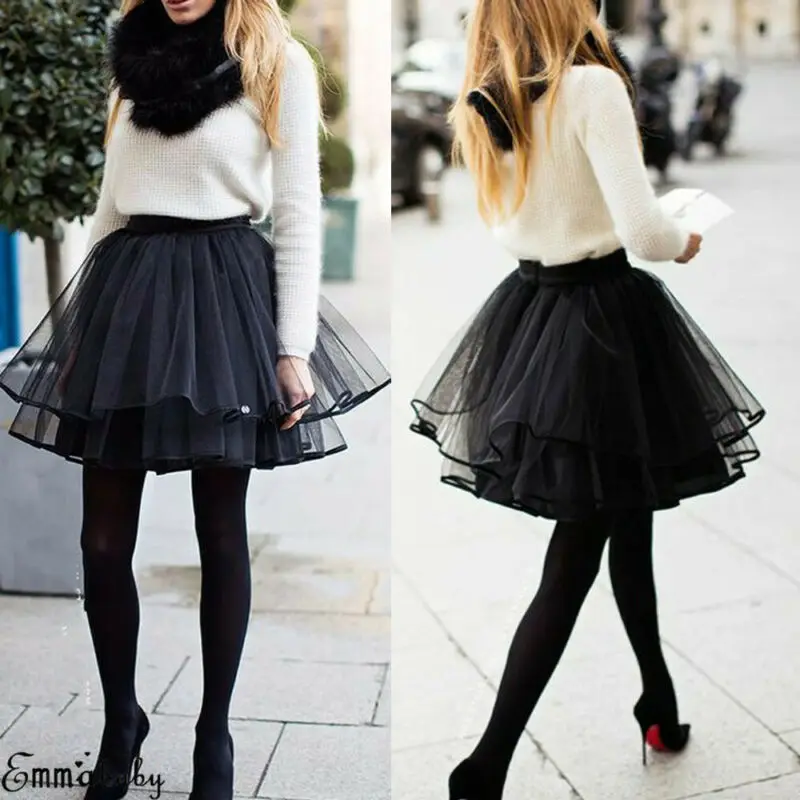 Женская Тюлевая юбка пачка трапециевидная Готическая мини женская короткая