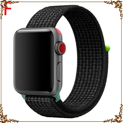 Black and white Ремешок для Apple Watch, ремешок для Apple Watch 5, 4, 44, мм, 42 мм, iwatch band 3, 2, 5, 42 мм, 38 мм, Спортивная петля, correa, нейлоновый ремешок для часов - Цвет ремешка: Black and white