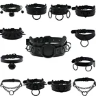 Ожерелье-чокер DIEZI из черной искусственной кожи в стиле Харадзюку для женщин и мужчин, винтажное готическое массивное ожерелье-цепочка черного цвета, ювелирные изделия