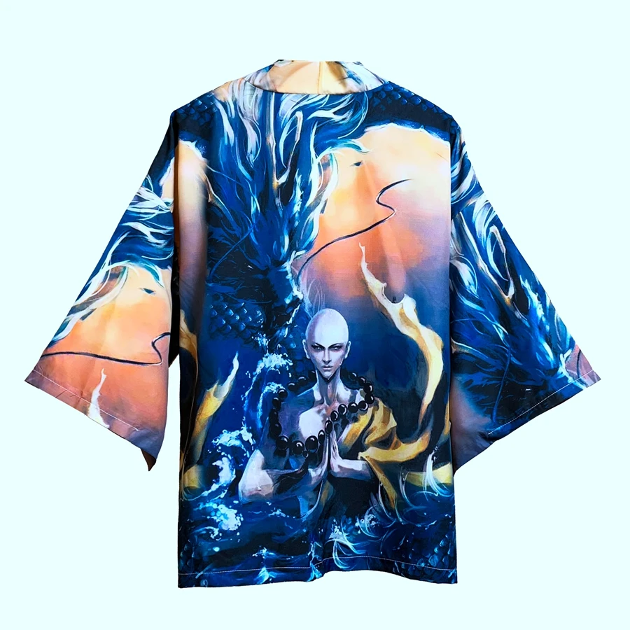 Кимоно мужское/женское солнцезащитное в японском стиле тонкий свободный