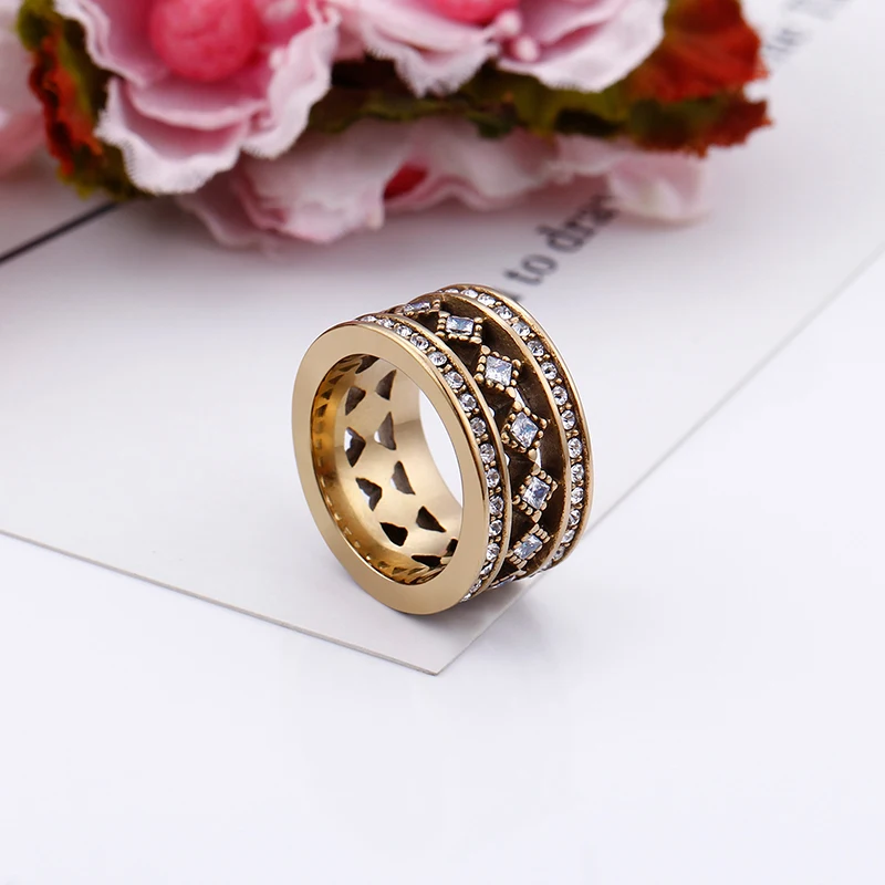 Bohemia Square Zircon Charm Rings for Women Gold Plated Stainless Steel Wedding Bands Anillos Mujer Fashion Anel Jewelry | Украшения и
