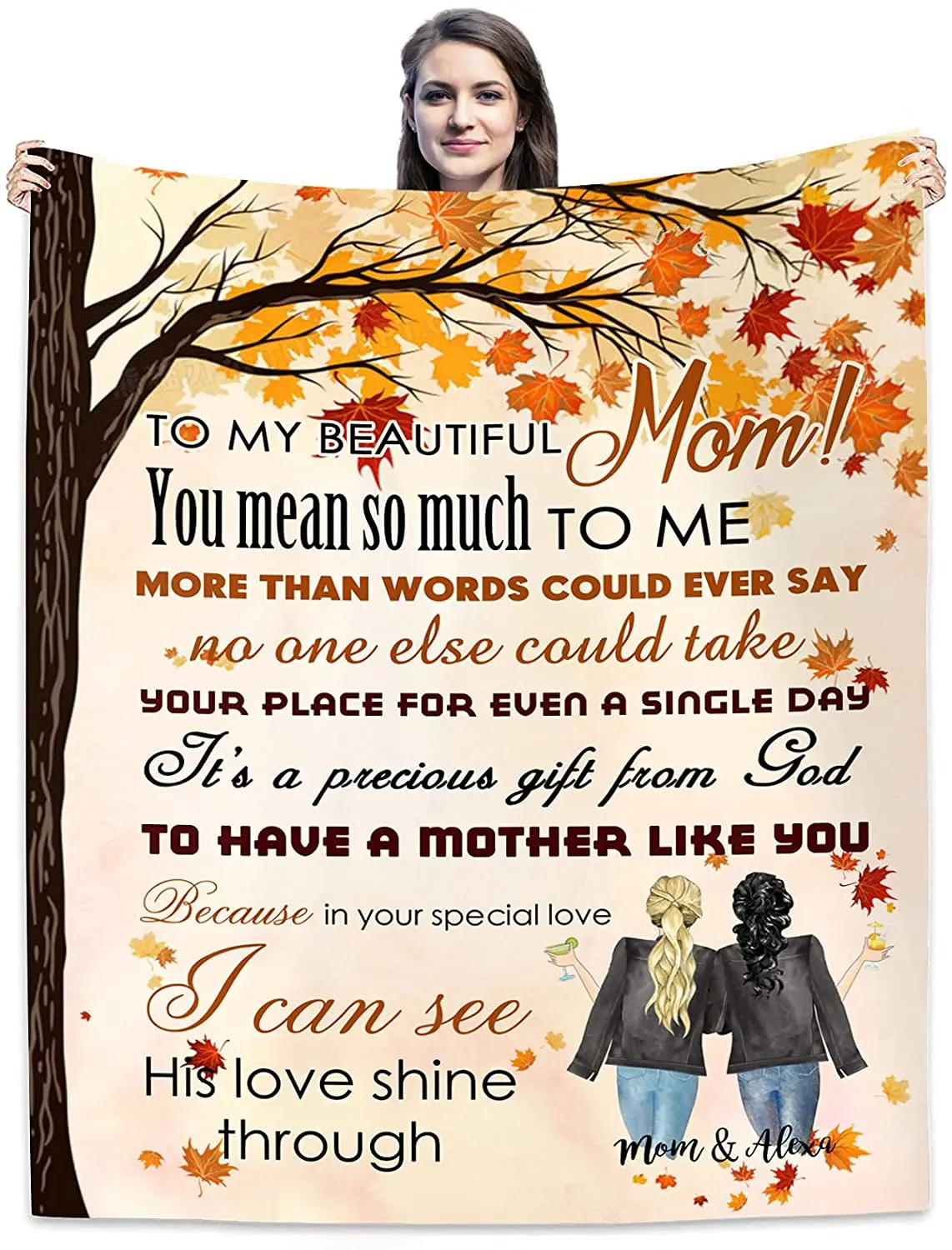 

Одеяло с индивидуальным принтом, фланелевое одеяло для матери и дочери на Рождество, подарок на день рождения, для спальни