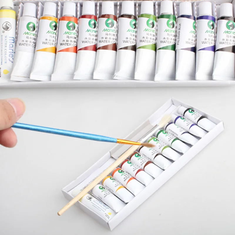

5ml 12 Colors Students Watercolor Paints Tubes Art Gouache Pigment Diy Painting Art Watercolour Paint For Children's Day Gifts