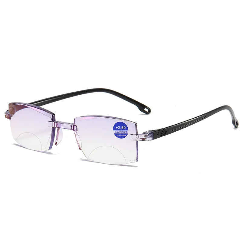 

Men Women Rimless Reading Glasses Anti Blue Light Bifocal Far Near Magnification TR90 Eyewear Presbyopic Glasses +150 +200