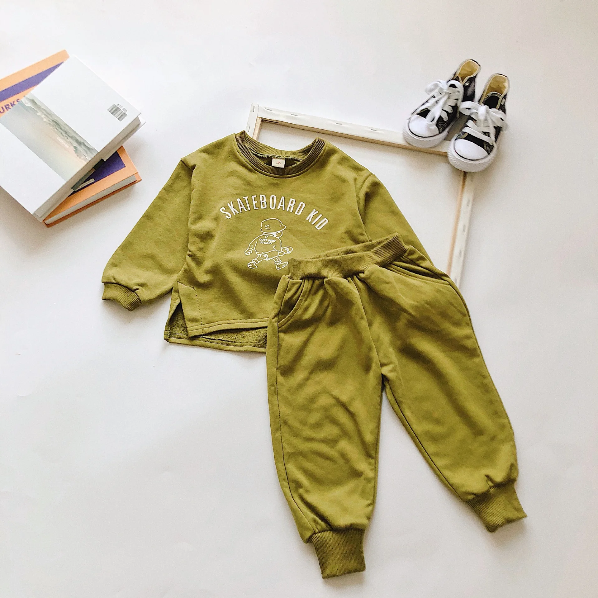 Новинка осени 2019 комплекты одежды в Корейском стиле Повседневная Толстовка с