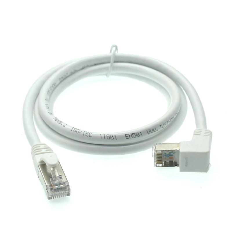 Белый Ethernet-кабель Cat6 RJ45 Прямоугольный сетевой кабель UTP Патч-корд 90-градусный