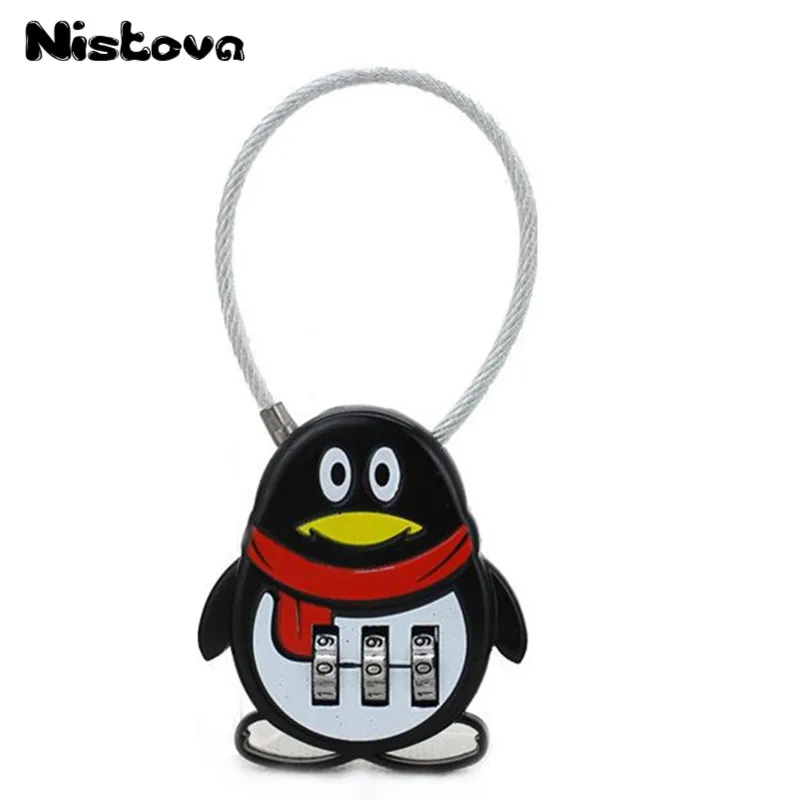 

Мультяшный маленький пингвин 3, цифровой циферблат, комбинированный кодовый замок, дорожные аксессуары, чемодан, сумка на молнии, рюкзак, ящ...